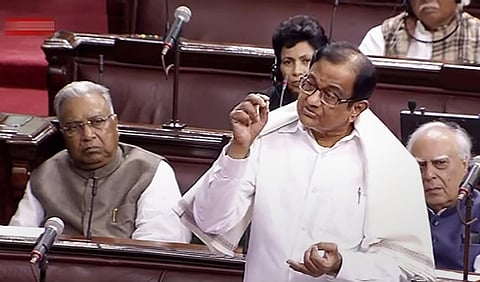 Congress leader P. Chidambaram in Rajya Sabha.