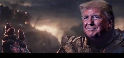 Screengrab of video showing Donald Trump as Thanos.