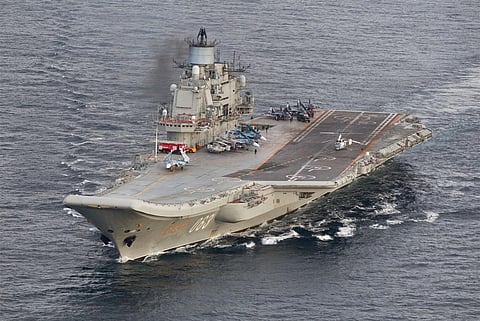 Russian aircraft carrier Admiral Kuznetsov passing the Norwegian island of Andoya (File photo| AFP)