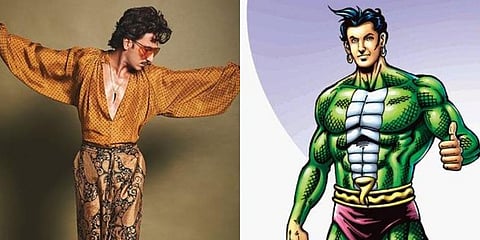 Ranveer Singh (L) and the comic book character 'Nagraj' (R). (Photo | Twitter)