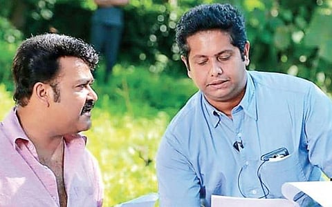 Mohanlal and Jeethu Joseph on the  set of ‘Drishyam’