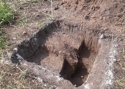 A trial trench dug by the ASI to document the remains in the Naya Qila area
