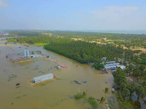 The area near the site of the upcoming Udangudi Power Plant after the dam was broken