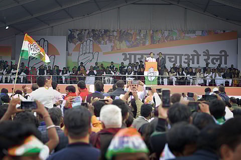 PICTURES | Congress stalwarts come together for 'Bharat Bachao Rally'; Gandhis, Manmohan Singh, others attack PM Modi, BJP