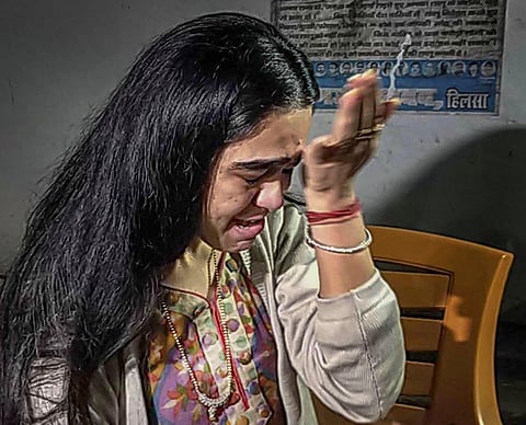 Aishwarya Roy the estranged daughter-in-law of RJD chief Lalu Prasad Aishwarya Rai weeps after charging her mother-in-law and former Bihar Chief Minister Rabri Devi with beating her dragging her by her hair and snatching away her mobile phone and other be