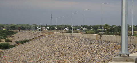 A view of Kottai dam is being built across Marudaiyaru in Perambalur district. (Photo | EPS)