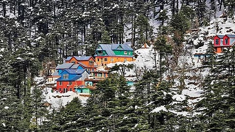 Snow covers Patnitop hill resort area, about 115 km from Jammu.