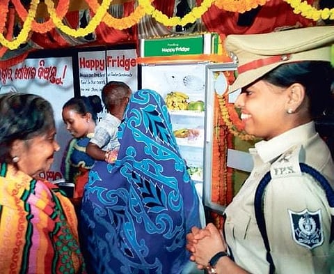 Gajapati SP Sarah Sharma at the launch of 'Happy Fridge'