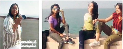 (Left) Health minister’s daughter Dipali Das and actors Elina Samantray, Prakruti Mishra and Lovina Nayak at Hirakud dam