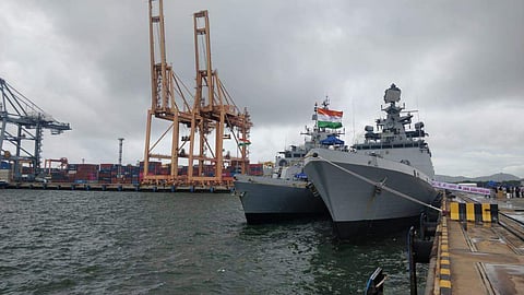 Indian Navy Ships Sahyadri and Kiltan at Laem Chabang, Bangkok (Image | Indian Navy)