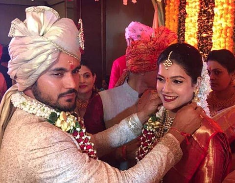 Manish Pandey with Arshita Shetty. (Photo | Twitter/@SunRisers)