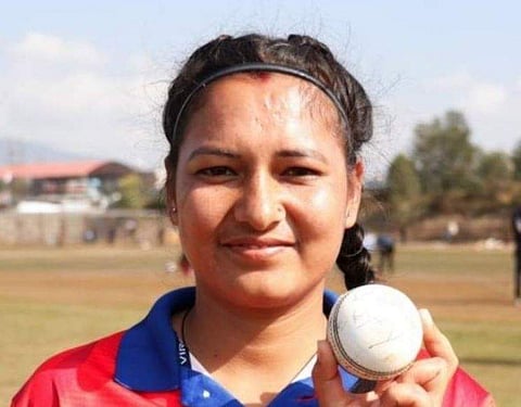 Nepal's Anjali Chanda. (Photo | Twitter/ Nepal Cricket)