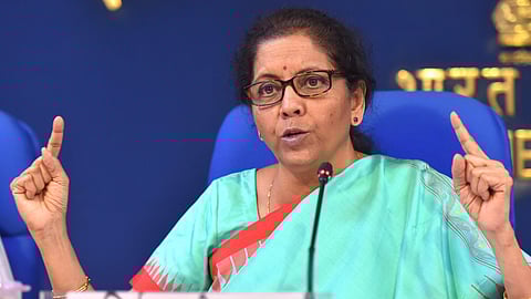 Finance minister Nirmala Sitharaman during a press meet in New Delhi (File Photo | PTI)