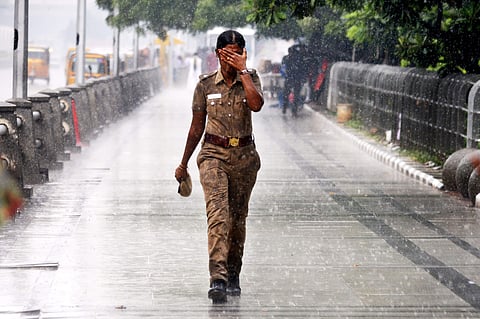 As residents struggled to cope with rains that lashed several parts of Tamil Nadu and Puducherry, the India Meteorological Department on Sunday predicted heavy rains in State on Monday and Tuesday. (Photo | Debadatta Mallick, EPS)