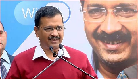 Kejriwal at the launch of the free wifi scheme in Delhi. (Photo | Youtube screengrab)