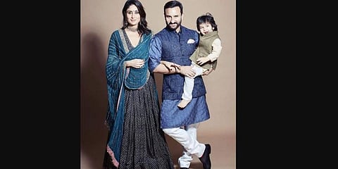 Kareena Kapoor, Saif Ali Khan and Taimur pose for a royal portrait. (Photo | Instagram)