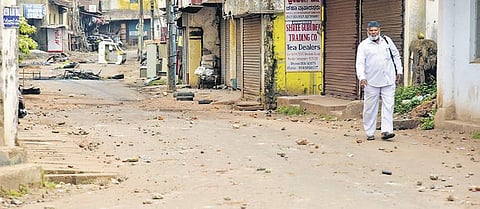 A deserted Bibi Alabi Road in Mangaluru on Friday| Rajesh Shetty Ballalbagh