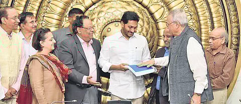 GN Rao Expert Committee submitting its report to AP Chief Minister YS Jagan Mohan Reddy in Tadepalli on Friday