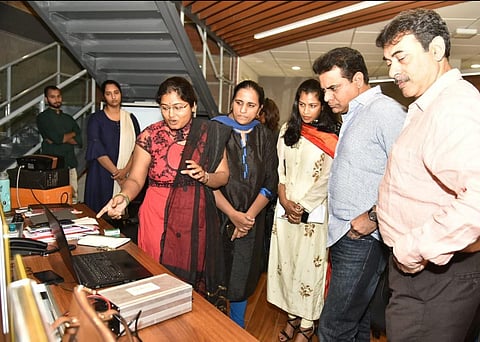 IT Minister KT Rama Rao along with IT Secretary Jayesh Ranjan interacting with women entreprenueurs at the We Hub on Friday. (Photo | Express)