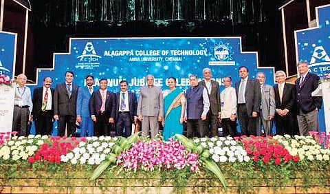Governor Banwarilal Purohit and other dignataries at AC Tech in Chennai on Saturday | special arrangement