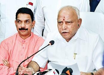 BS Yediyurappa addresses the press in Mangaluru | Rajesh Shetty Ballalbagh 