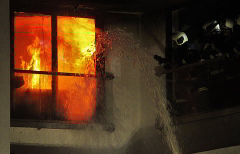 Fire broke out at a Vile Parle high rise. (Photo| ANI)