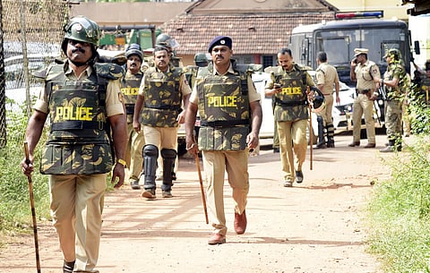 Tight police security in Mangaluru (Photo | Rajesh Shetty Ballalbagh, EPS)