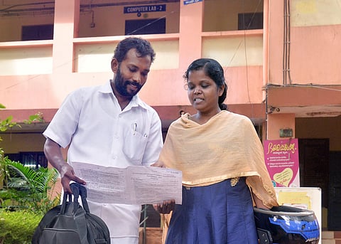 Reji and Rekha at the Government Cotton Hill HSS in Thiruvananthapuram  for the Class X equivalency examination on Saturday  | Vincent Pulickal