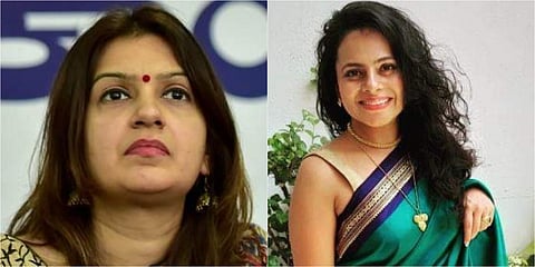 Shiv Sena deputy leader Priyanka Chaturvedi (L),  Amruta Fadnavis (R).