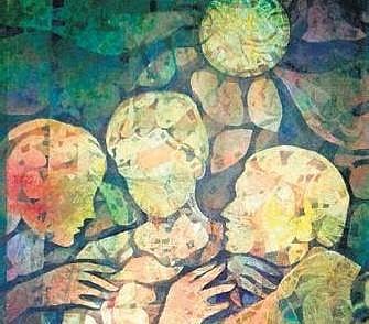 Artist Bhaskar Singha and his artworks in the transparency technique