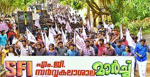 SFI march at MG University, Kottayam.