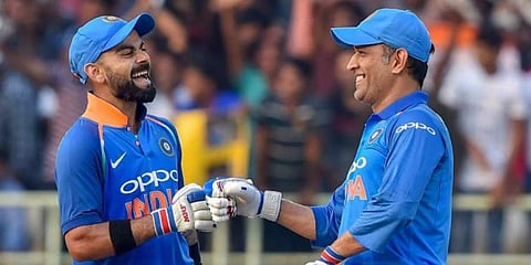 Indian skipper Virat Kohli (l) and wicket-keeper batsman MS Dhoni (Photo | PTI)