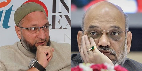 AIMIM chief Asaduddin Owaisi and Union Home Minister Amit Shah. 