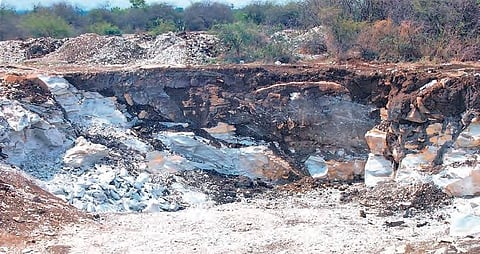 A limestone mine at Konanki village under Piduguralla mandal of Guntur district  | EXPRESS