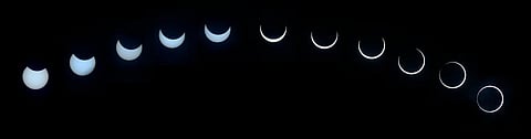 A large number of people flocked to see the solar eclipse on December 26, 2019 at several places across the country. The solar eclipse, which occurs when the Moon passes between the Earth and the Sun, began at around 8:17 am and continued till 10:57 am. (Photo | Manu R Mavelil, EPS)