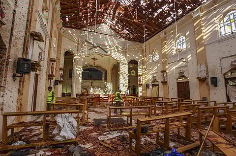 A view of St. Sebastian's Church damaged in blast in Negombo, north of Colombo, Sri Lanka on Sunday (File photo| AP)