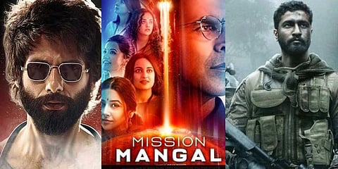 'Kabir Singh','Mission Mangal' and 'Uri: The Surgical Strike' posters.
