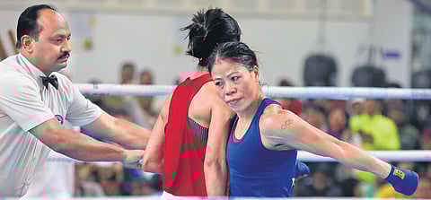 MC Mary Kom refused to hug or give a handshake to Nikhat Zareen after the Olympic Qualifier trial bout in New Delhi on Saturday |  Shekhar Yadav