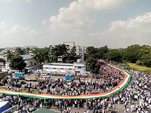 Members of Tamil Nadu Thowheed Jamath protest against CAA near Alandur Court in Chennai.  (Photo | EPS/Martin Louis)