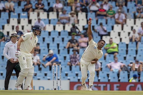 South Africa's bowler Vernon Philander, right, bowls as England's captain Joe Root looks on. (Photo | AP)