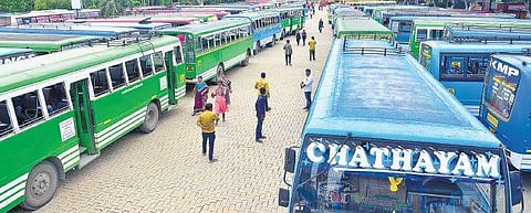 Private buses at the Vyttila Mobility Hub
