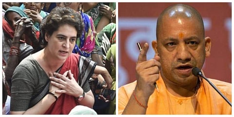 L-R: Congress general secretary Priyanka Gandhi Vadra and Uttar Pradesh Chief Minister Yogi Adityanath. (Photos | File)