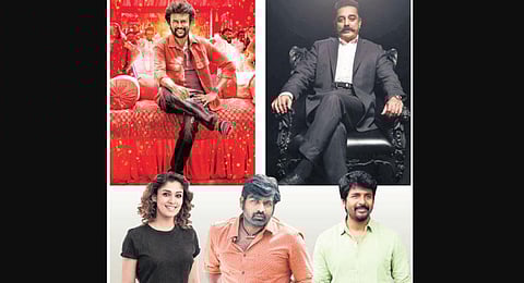 Clockwise: Rajinikanth, Kamal Haasan, Nayanthara, Vijay Sethupathi and Sivakarthikeyan