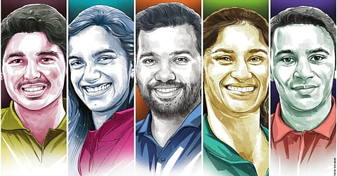 Saurabh Chaudhary, PV Sindhu, Rohit Sharma, Vinesh Phogat, Amit Panghal