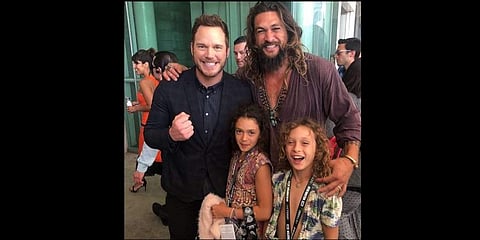 Chris Pratt (L) with Jason Momoa  (R) and his kids. (Photo | Instagram)