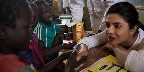 Priyanka Chopra on one of her UNICEF camps. (Photo | Twitter)