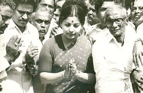 Then AIADMK General Secretary J Jayalalithaa paying tributes at MGR memorial. (File Photo | EPS)