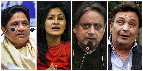 From left: Mayawati, Jwala Gutta, Shashi Tharoor and Rishi Kapoor (Photos | Agencies)