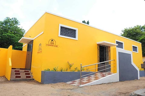 A new toilet inaugurated at Poovalur Government Higher Secondary School by the efforts of the science teacher Satheesh Kumar.