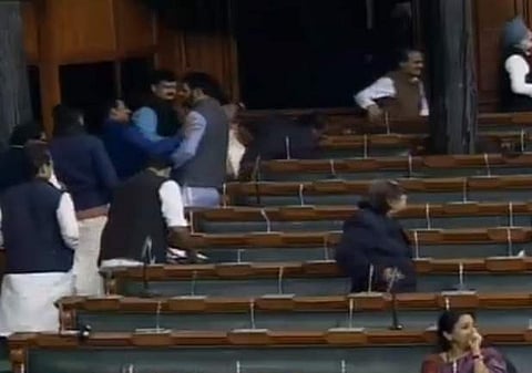 Congress MPs stage walkout from Lok Sabha in protest against Unnao incident. (Photo | ANI Twitter)
